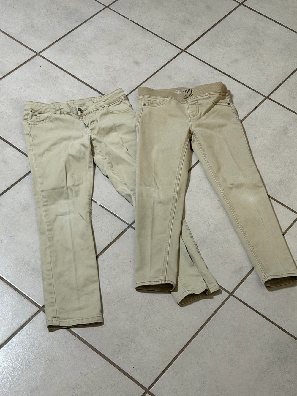 Wonder Nation & Faded Glory Kids Girl Beige/Tan Stretch Slim Uniform Pants M(8/7